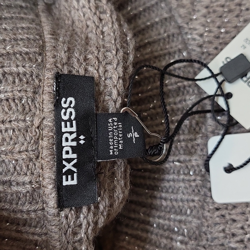 New Express Crewneck Long Sleeve Sweater with Silver Shimmer